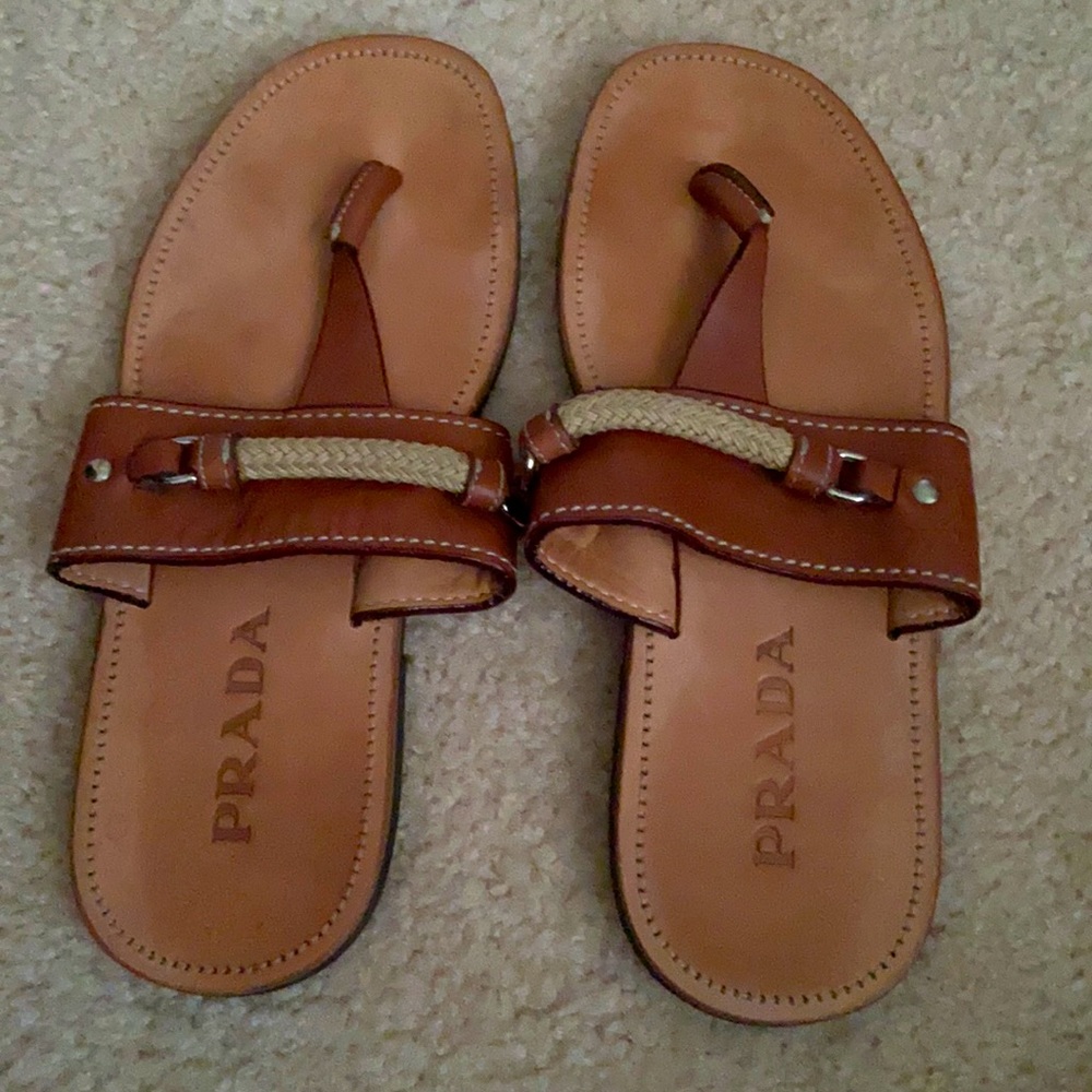 Prada leather sandals 5.5
